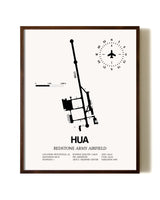 Redstone Army Airfield aviation print in walnut frame