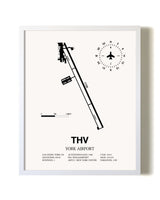 York Airport airport map poster in oak frame