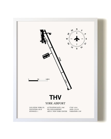York Airport airport map poster in oak frame