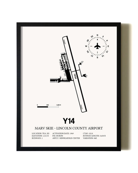 Framed Marv Skie-Lincoln County Airport wall art poster in black frame