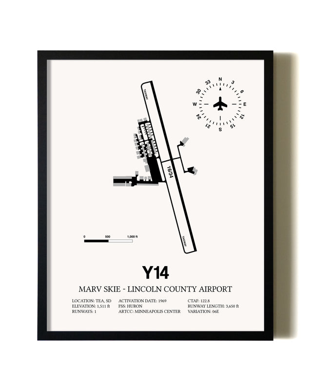 Framed Marv Skie-Lincoln County Airport wall art poster in black frame