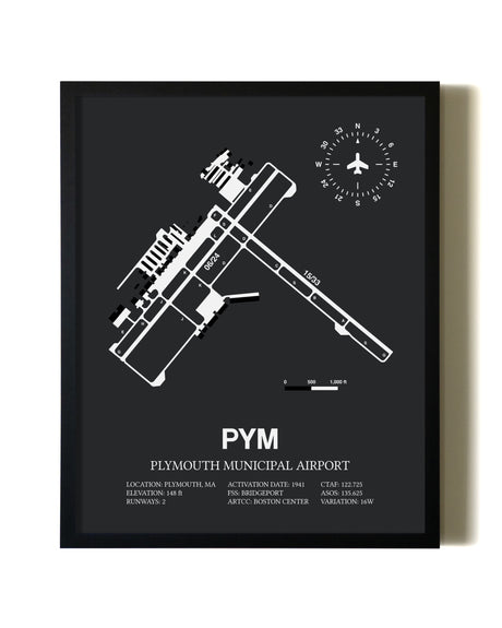 Unframed Plymouth Municipal Airport map print poster