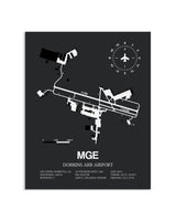 Gray Framed Dobbins ARB Airport layout wall art poster