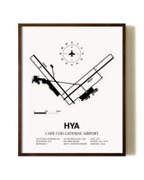 Cape Cod Gateway Airport aviation print in walnut frame