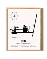 Bryant Army Airfield framed print in natural wood frame