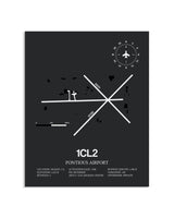 Gray Framed Ancient Valley / Pontious Airport layout wall art poster