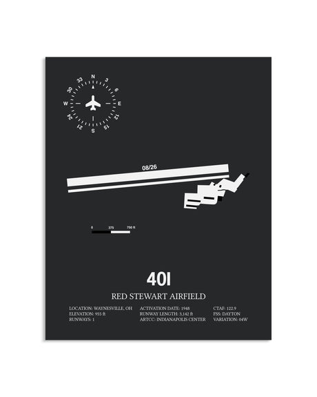 Gray Framed Red Stewart Airfield layout wall art poster