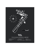 Gray Framed Tuscaloosa National Airport layout wall art poster