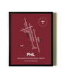 Framed Philadelphia International Airport wall art poster in black frame