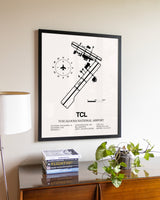 Tuscaloosa National Airport aviation wall décor in black wood frame
