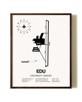 University Airport aviation print in walnut frame