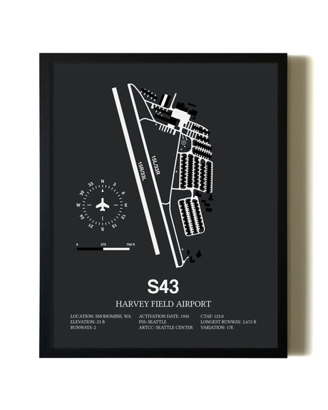 Unframed Harvey Field Airport map print poster