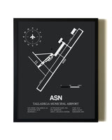 Unframed Talladega Municipal Airport map print poster