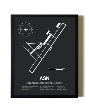Unframed Talladega Municipal Airport map print poster
