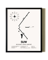 Framed Richard I Bong Airport wall art poster in black frame