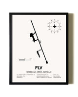 Framed Sherman Army Airfield wall art poster in black frame