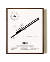 Keller Brothers Airport aviation print in walnut frame