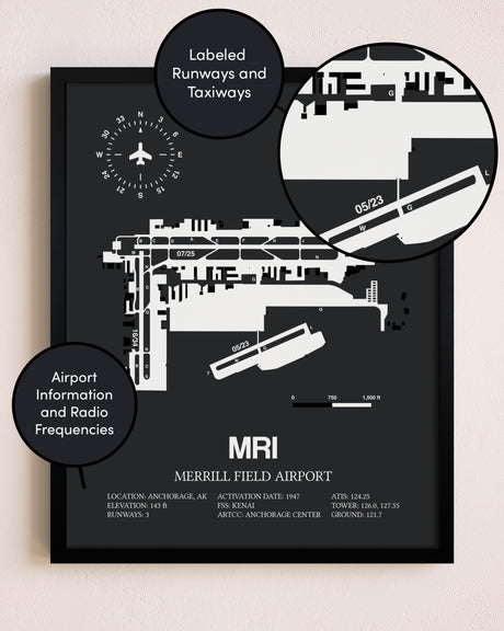 Merrill Field Airport poster size comparison chart