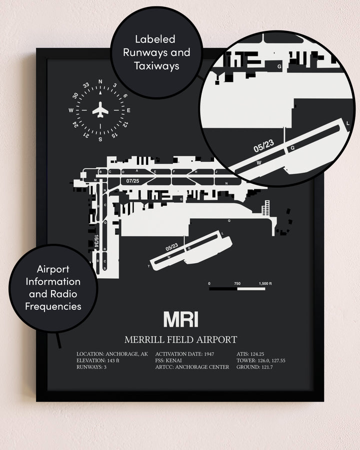 Merrill Field Airport poster size comparison chart