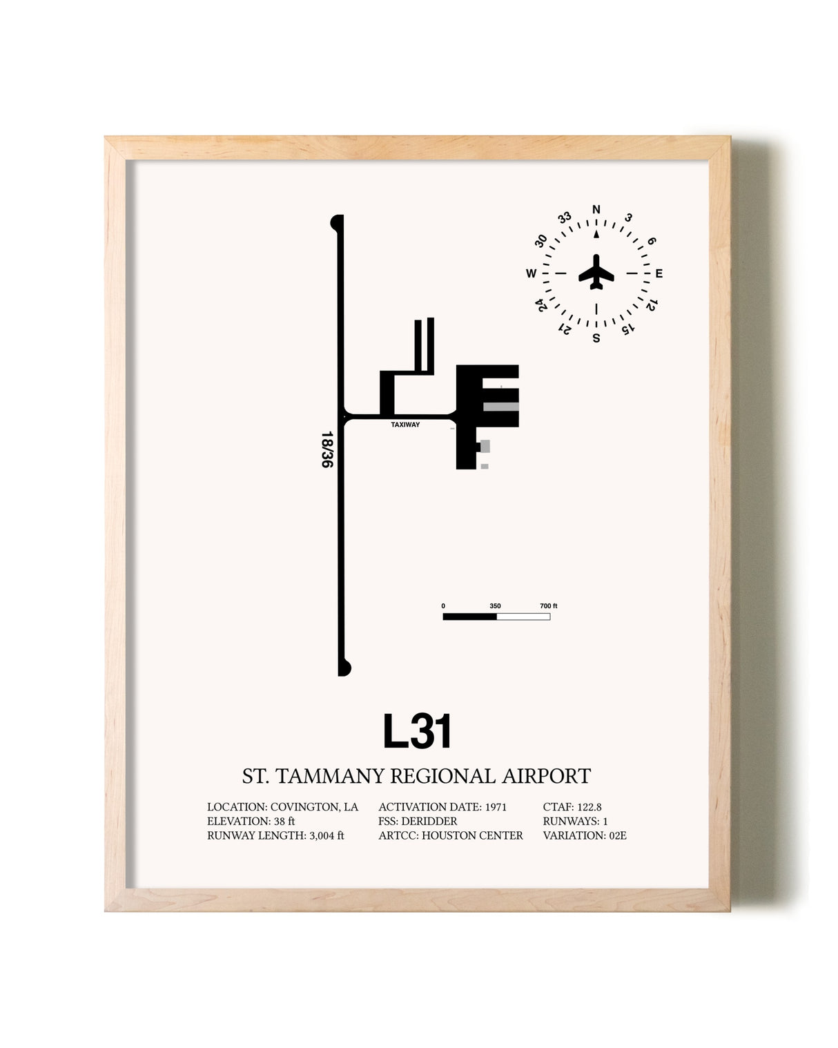 St. Tammany Regional Airport framed wall art in white frame