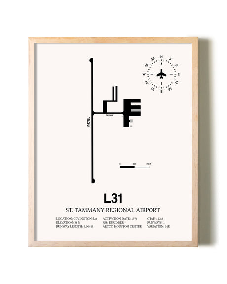St. Tammany Regional Airport framed wall art in white frame