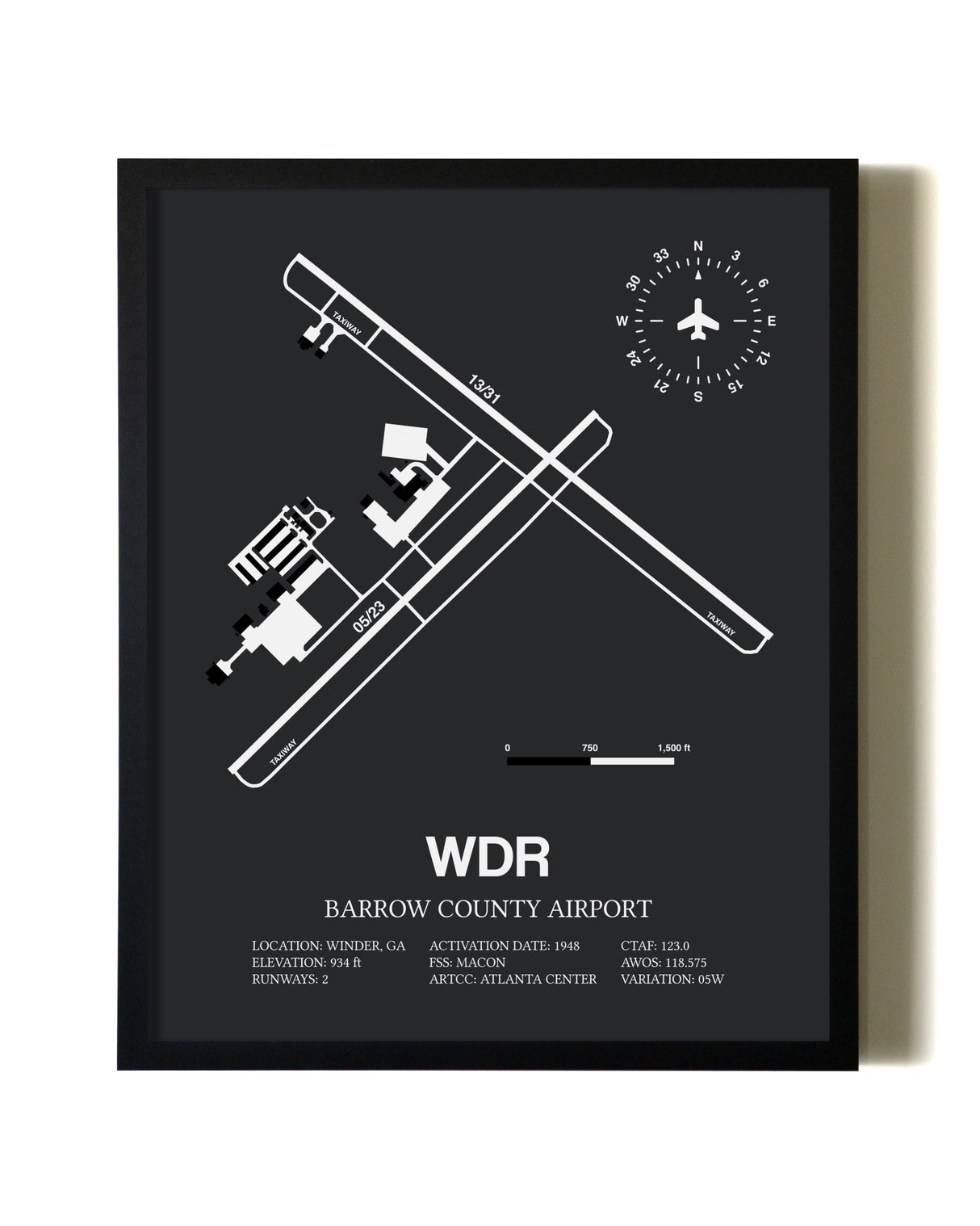 Unframed Barrow County Airport map print poster