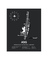 Gray Framed Springdale Municipal Airport layout wall art poster