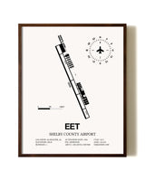 Shelby County Airport aviation print in walnut frame