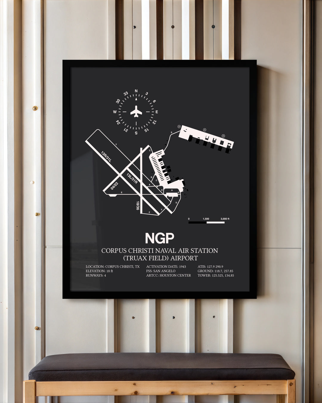 Frame color options for Corpus Christi Naval Air Station (Truax Field) Airport Wall Art