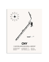 Gray Canyonlands Regional Airport framed poster displayed in an airplane hangar