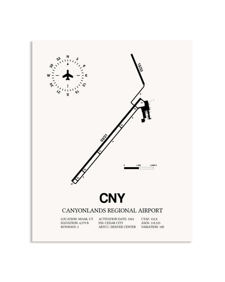Gray Canyonlands Regional Airport framed poster displayed in an airplane hangar