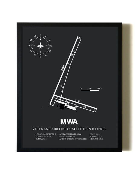 Unframed Veterans Airport Of Southern Illinois map print poster