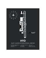 Gray Framed Rajiv Gandhi International Airport layout wall art poster