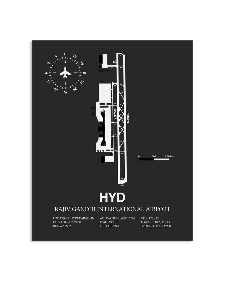 Gray Framed Rajiv Gandhi International Airport layout wall art poster