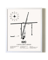 Capitol Drive Airport airport map poster in oak frame