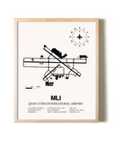 Quad Cities International Airport framed wall art in white frame