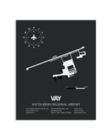 Gray Framed South Jersey Regional Airport layout wall art poster
