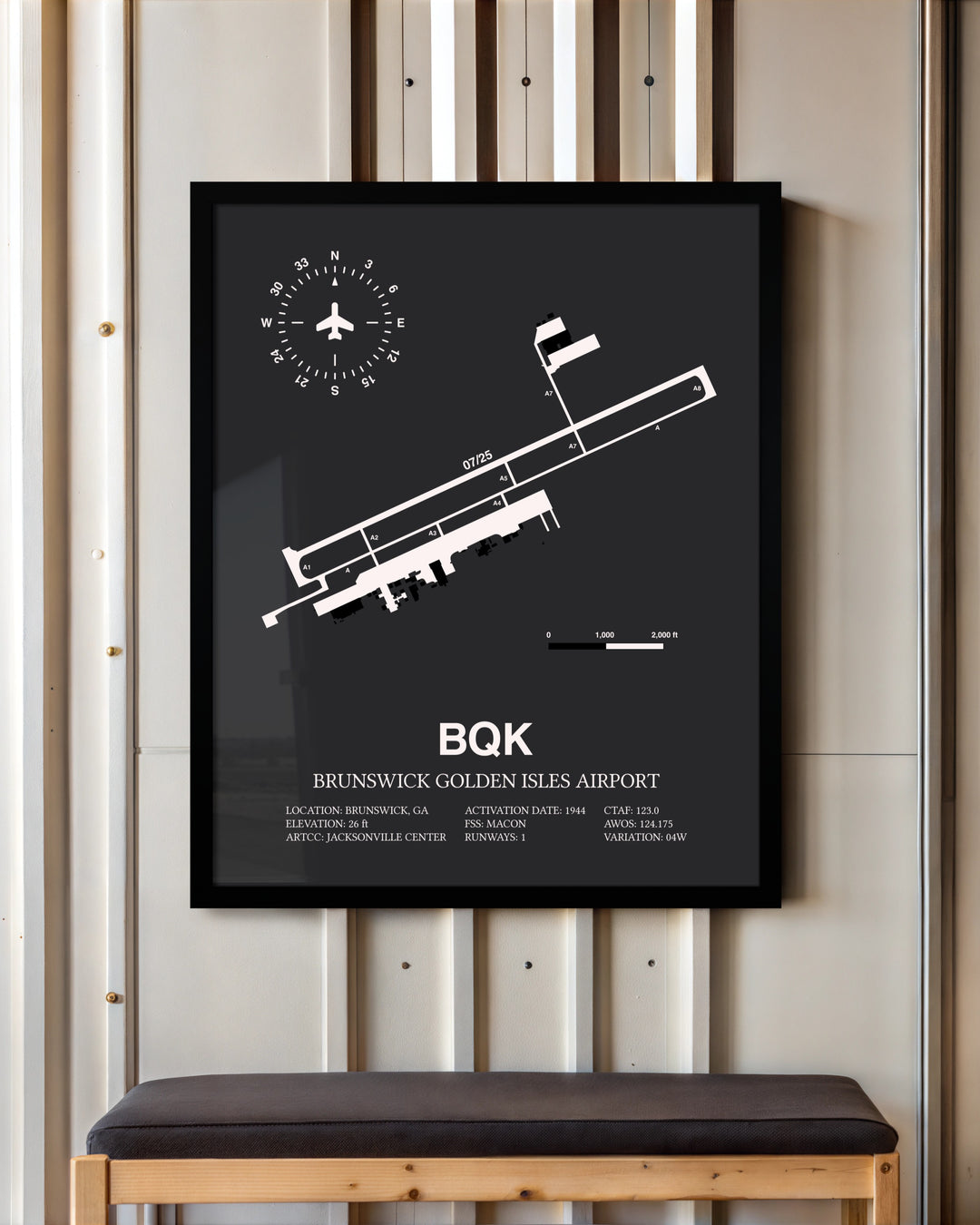 Frame color options for Brunswick Golden Isles Airport Wall Art