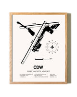 Essex County Airport framed print in natural wood frame