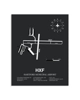 Gray Framed Hartford Municipal Airport layout wall art poster