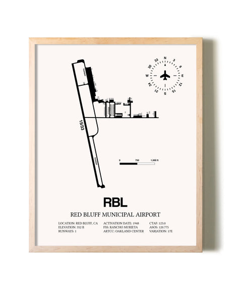 Red Bluff Municipal Airport framed wall art in white frame
