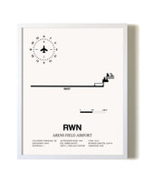 Arens Field Airport airport map poster in oak frame