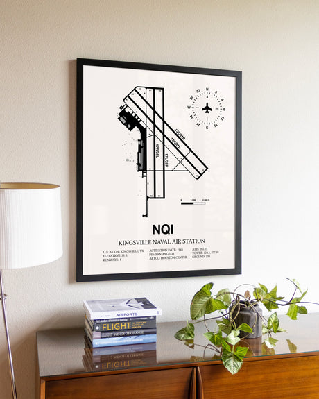 Kingsville Naval Air Station aviation wall décor in black wood frame