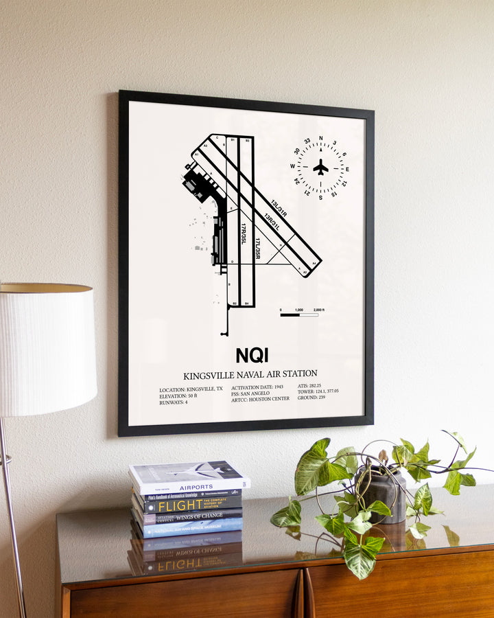 Kingsville Naval Air Station aviation wall décor in black wood frame