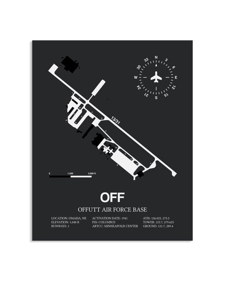 Gray Framed Offutt Air Force Base layout wall art poster