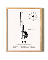 Taylor Municipal Airport framed print in natural wood frame