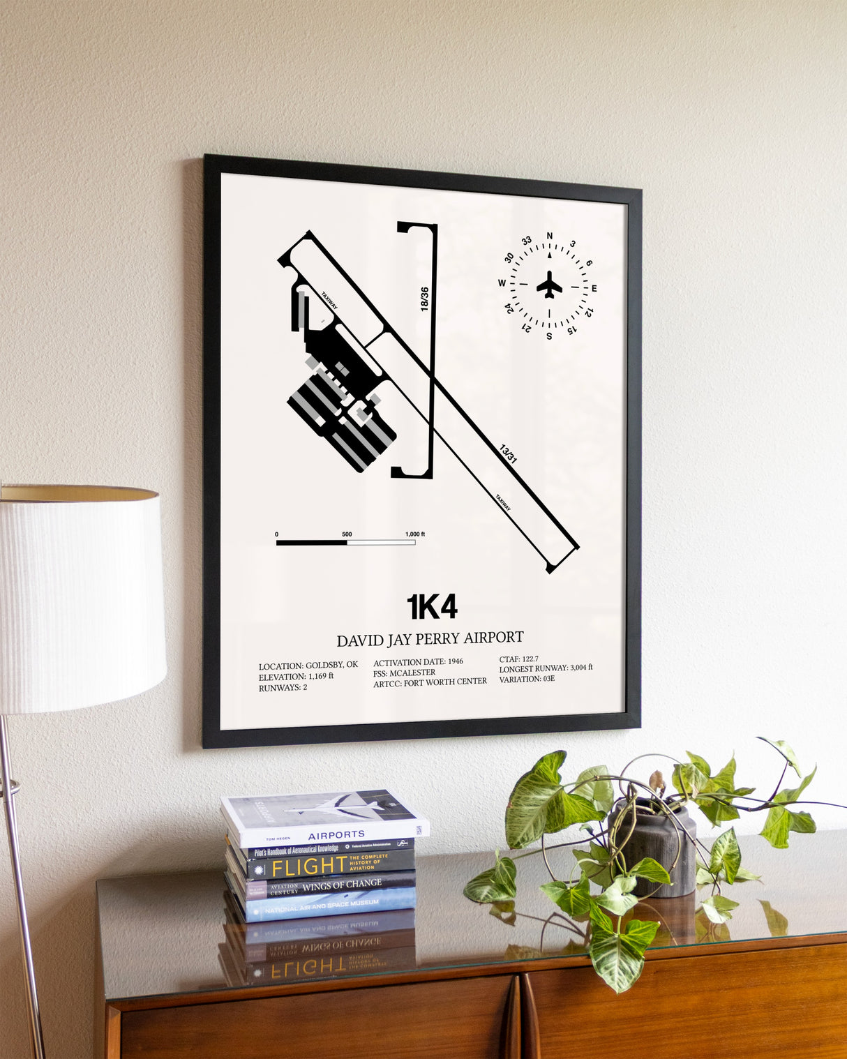 David Jay Perry Airport aviation wall décor in black wood frame