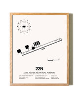 Jake Arner Memorial Airport framed print in natural wood frame