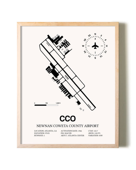 Newnan Coweta County Airport framed wall art in white frame