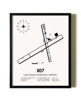Framed Lake Wales Municipal Airport wall art poster in black frame